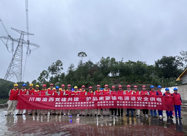 川渝黨建共建聯(lián)合巡線，確保國(guó)家重要能源輸送通道“健康”穩(wěn)定運(yùn)行。永川供電公司供圖