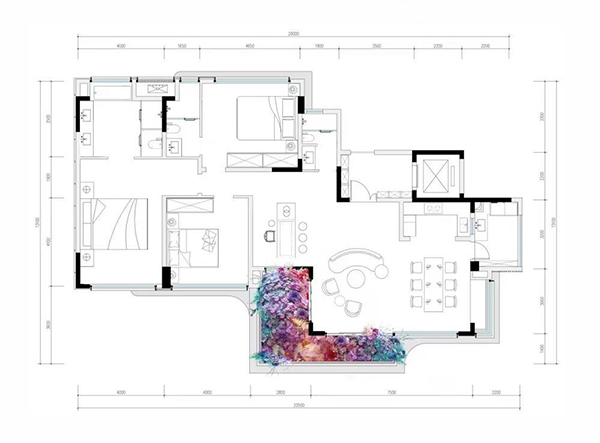 建筑面積約180m2戶型裝修示意圖。首鋼地產(chǎn)供圖