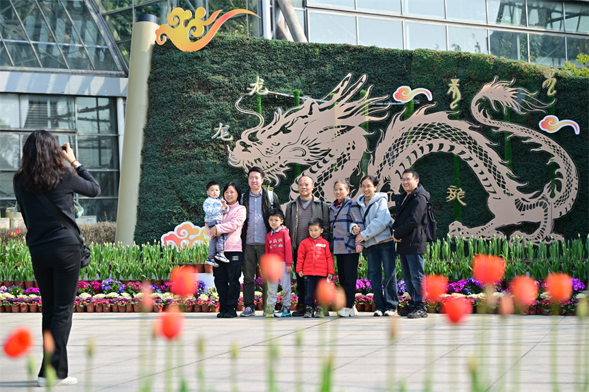 重慶南山植物園，市民游客前來(lái)賞花踏春歡度新春佳節(jié)。郭旭攝